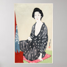 Mujer vestida de verano por Goyō Hashiguchi (1920)