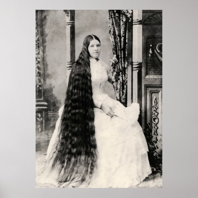 Póster Mujer Victoriana con Cabello Largo (Frente)