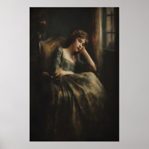 Póster Mujer Victoriana Durmiendo Imprimible Romántico Os