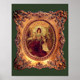 Póster Mujer victoriana en elegante marco victoriano