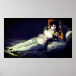 Póster Mujer victoriana en pintura renacentista con másca