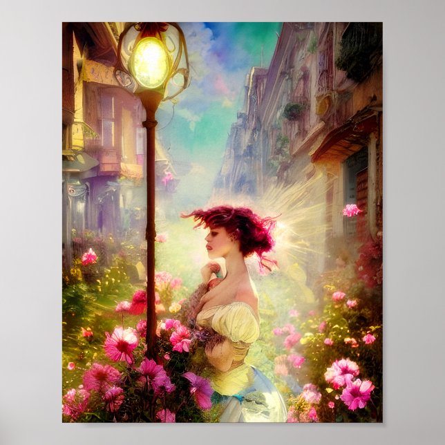 Póster mujer victoriana en pueblo (Frente)