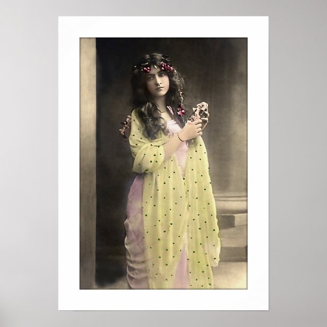 Póster mujer victoriana, garganta de pelo largo (Frente)