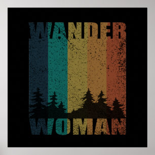 Póster Mujer Wander camping vintage