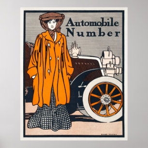 Póster Mujer y automóvil