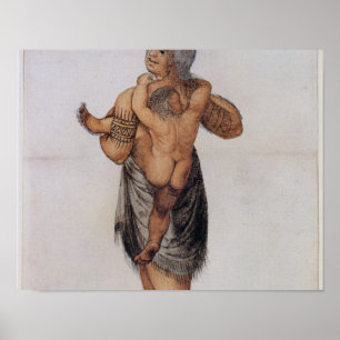Póster Mujer y bebé indios de Pomeiooc