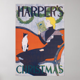 Póster Mujer y gato, Edward Penfield