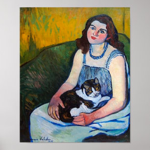 Póster Mujer y gato, Suzanne Valadon