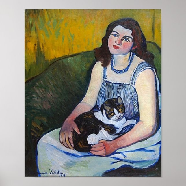 Póster Mujer y gato, Suzanne Valadon (Frente)