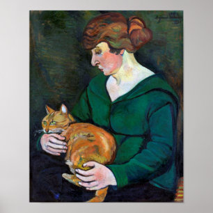 Póster Mujer y gato, Suzanne Valadon