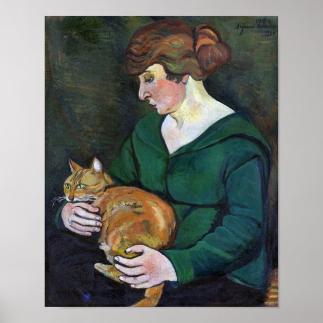 Póster Mujer y gato, Suzanne Valadon (Frente)