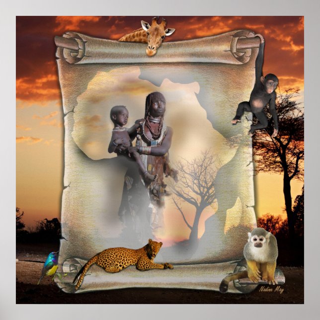 Póster Mujer y niño africanos (Frente)