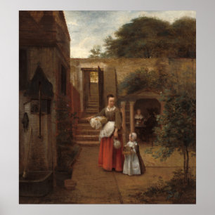 Póster Mujer y niño - Poster Bella Artes Pieter de Hooch