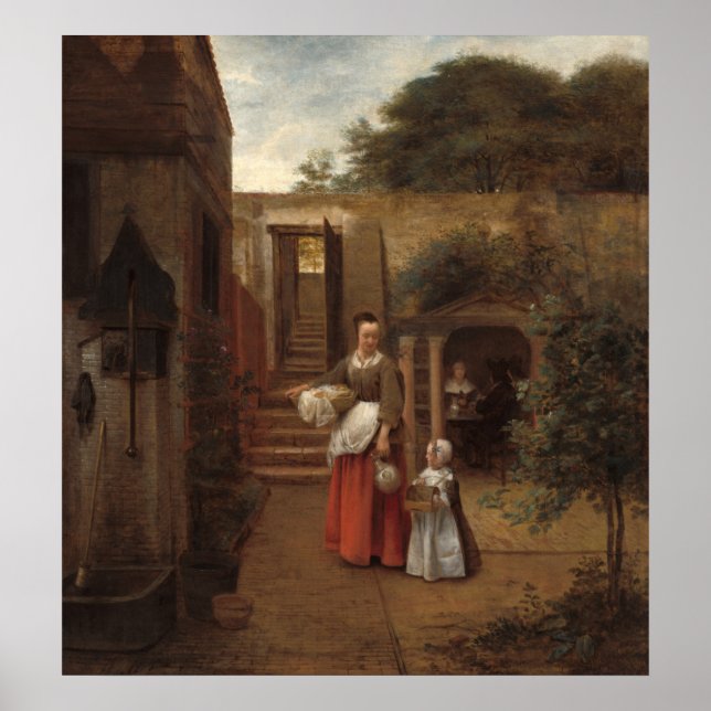 Póster Mujer y niño - Poster Bella Artes Pieter de Hooch (Frente)