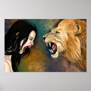 Póster Mujer y Poster de crema de león - Pintura