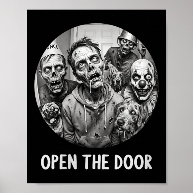 Póster Mujeres Abiertas La Puerta Perros Zombies Divertid (Frente)