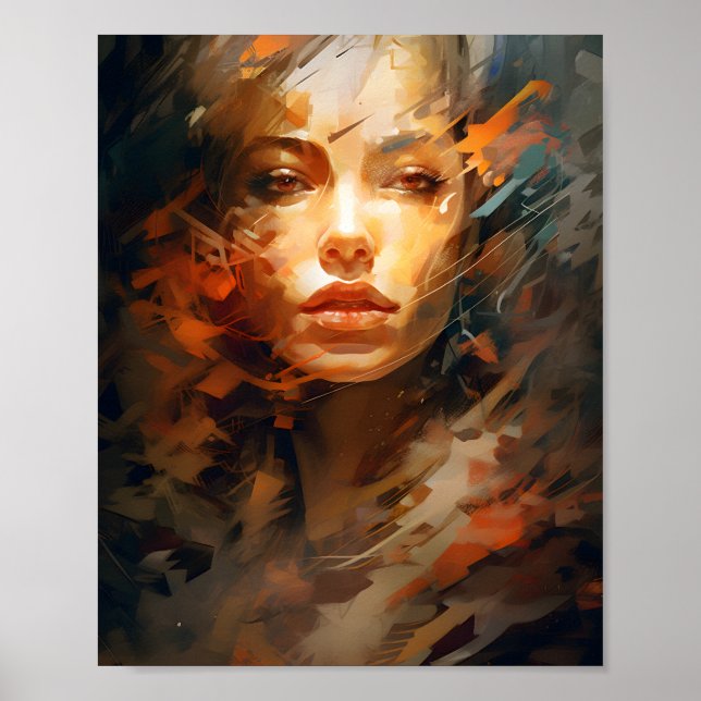 Póster Mujeres abstractas enfrentan a una bella mujer (Frente)