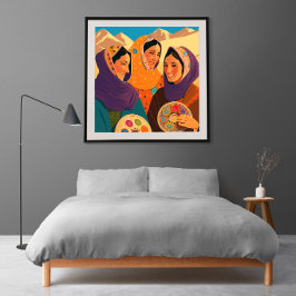 Póster Mujeres afganas jugando a la darya