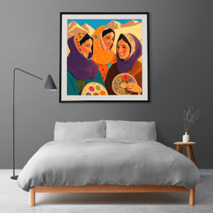 Póster Mujeres afganas jugando a la darya