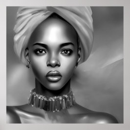 Póster Mujeres africanas blancas negras monocromas joyas
