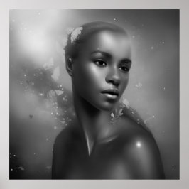 Póster Mujeres africanas blanco y negro mariposa monocrom