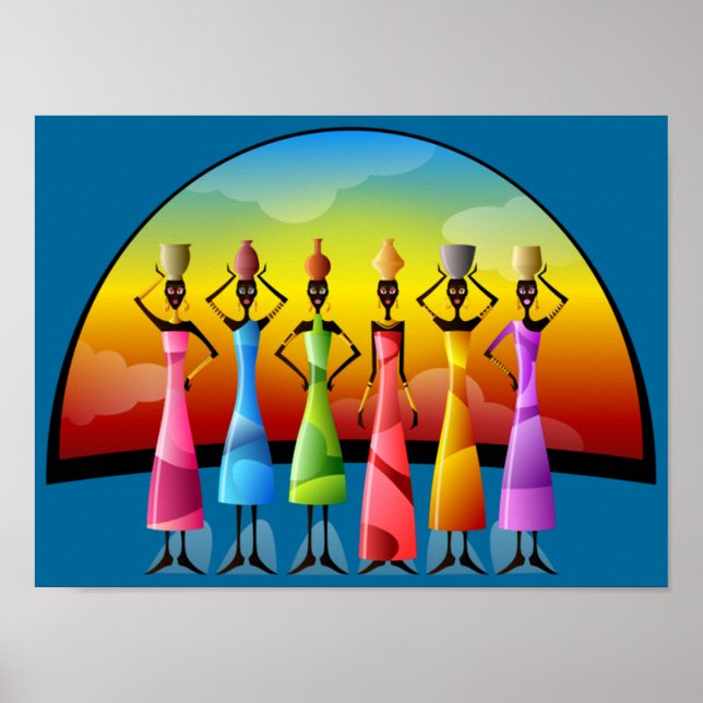 Póster mujeres africanas con poster de naves (Frente)