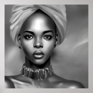 Póster Mujeres africanas de blanco y negro joyas monocrom
