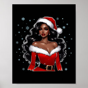 Póster Mujeres afroamericanas navideñas negras navideñas