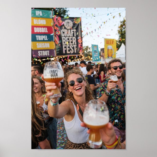 Póster Mujeres alegres en el cartel del festival de cerve (Frente)