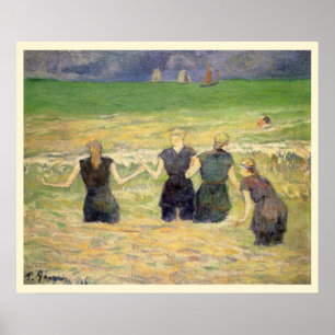 Póster Mujeres Bañándose Dieppe por Paul Gauguin