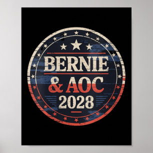 Póster Mujeres Bernie Sanders Y Aoc 2028 Presidenta C
