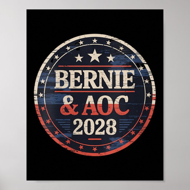 Póster Mujeres Bernie Sanders Y Aoc 2028 Presidenta C (Frente)