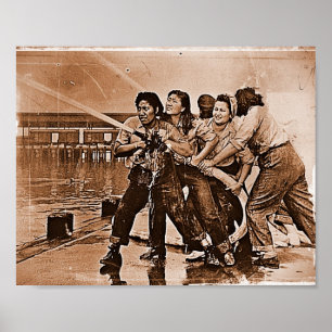 Póster Mujeres bomberos Pearl Harbor 7 de diciembre