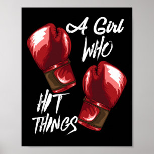 Póster Mujeres Boxeando Kickboxing Una Chica Que Golpea C