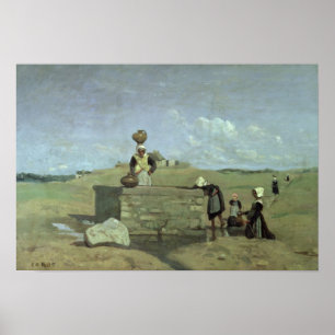 Póster Mujeres bretonas en el Batz cercano bien, c.1842