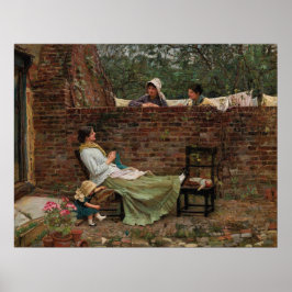 Póster Mujeres Chateando sobre la pared del jardín (Gossi