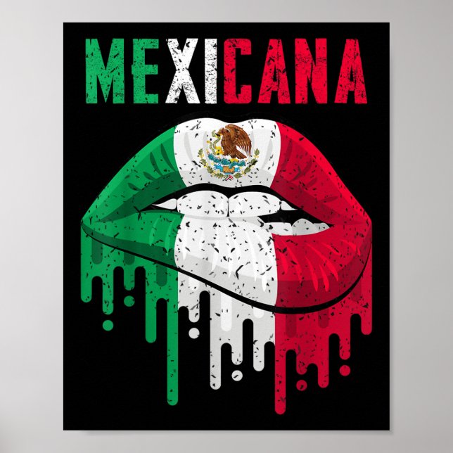 Póster Mujeres Chicas de camisetas de bandera mexicana ni (Frente)