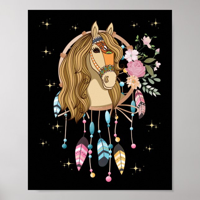 Póster Mujeres Chicas Dreamcatcher Horse Spiritual (Frente)