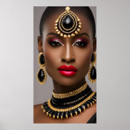 Póster Mujeres clásicas Moda Oro africano Gema de joyas n