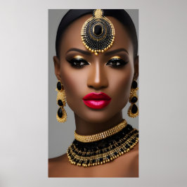 Póster Mujeres clásicas Moda Oro africano joyas negras