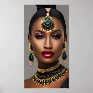 Póster Mujeres clásicas Moda oro negro esmeralda verde