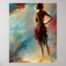 Póster Mujeres coloridas modernas moda oro verde azulado 