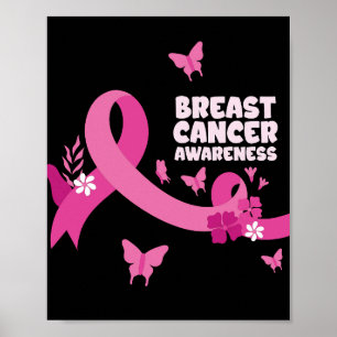 Póster Mujeres con lazo rosa cáncer de mama concienciació