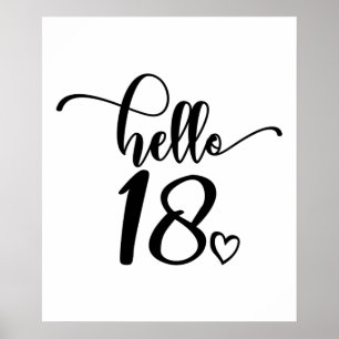 Póster Mujeres de 18 años Hola a 18 pequeños 18 años