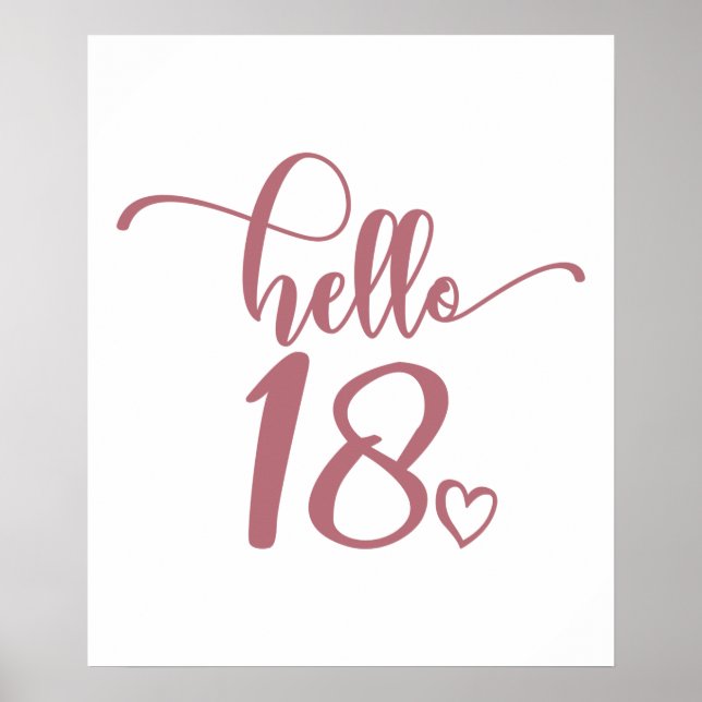 Póster Mujeres de 18 años Hola a 18 pequeños 18 años (Frente)