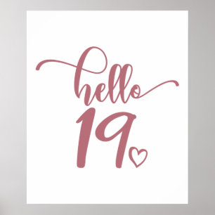 Póster Mujeres de 19 años Hola a 19 cortas mujeres de 19 