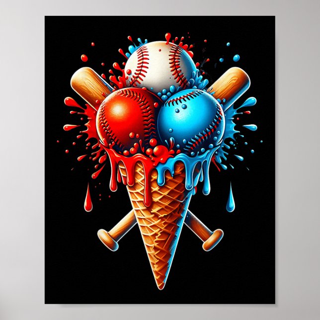 Póster Mujeres De Béisbol Ice Cream Béisbol (Frente)