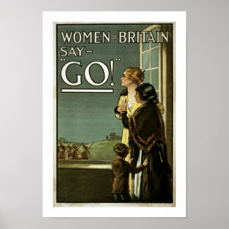 Póster ¡Mujeres de Gran Bretaña dicen váyanse! (blanco)
