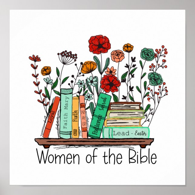 Póster Mujeres de la Biblia, cristianas florales (Frente)