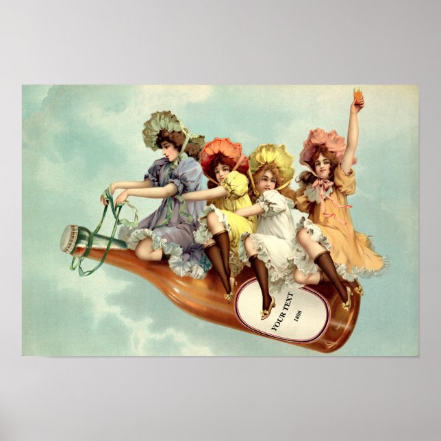 Póster Mujeres de la época victoriana viejas en botella d (Frente)